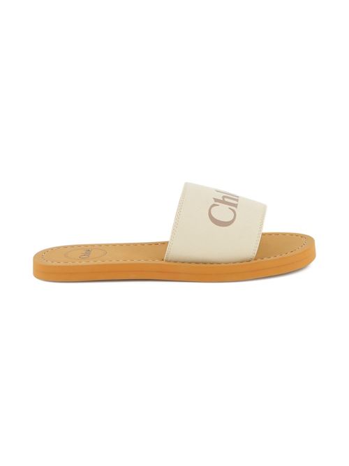 Ciabatte bambina Chloé Woody bianche con fascia logo Chloe' Kids | C20881117